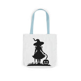 Halloween Witch Canvas Tote Bag, Spooky Treat Bag, Autumn Market Tote, Trick-or-Treat Bag, Gift for Witches, Seasonal Accessories Printify