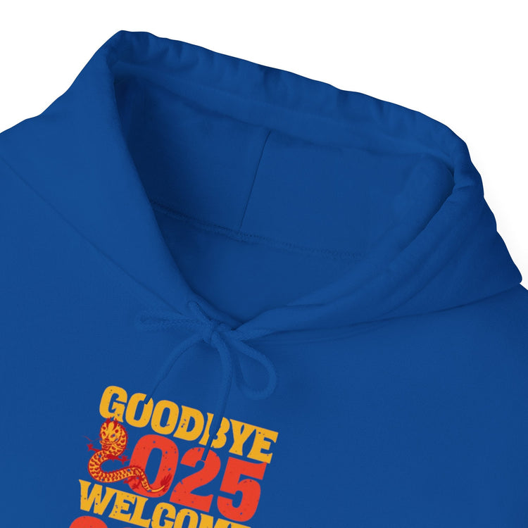 New Year Celebration Hoodie Goodbye 2025 Welcome 2026 Sweatshirt Cozy Gift Friends Unisex Pullover Trendy Winter Fashion Heavy Blend Hooded Printify