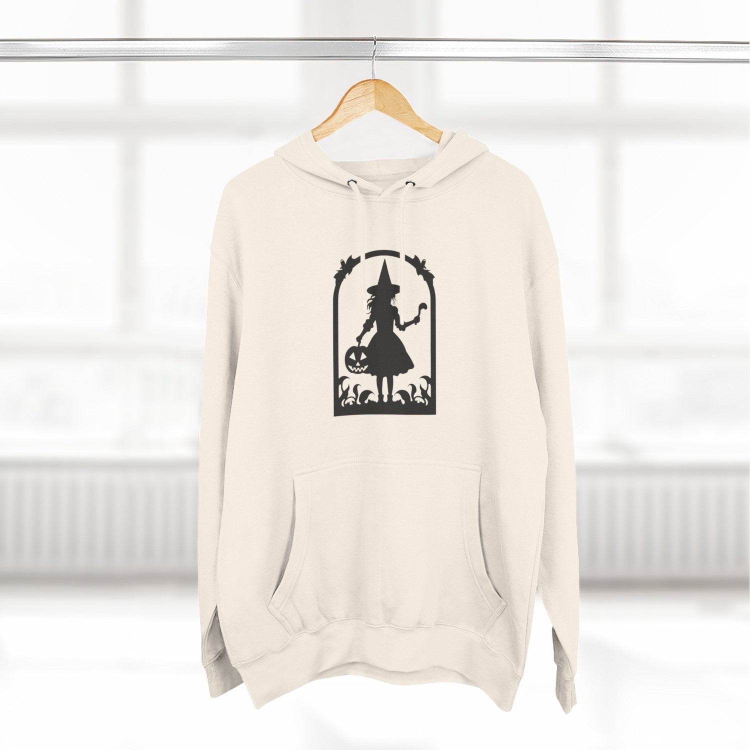 Halloween Witch Fleece Hoodie, Cozy Fall Apparel, Spooky Season Sweatshirt, Ghostly Gift, Halloween Costume Alternative Printify