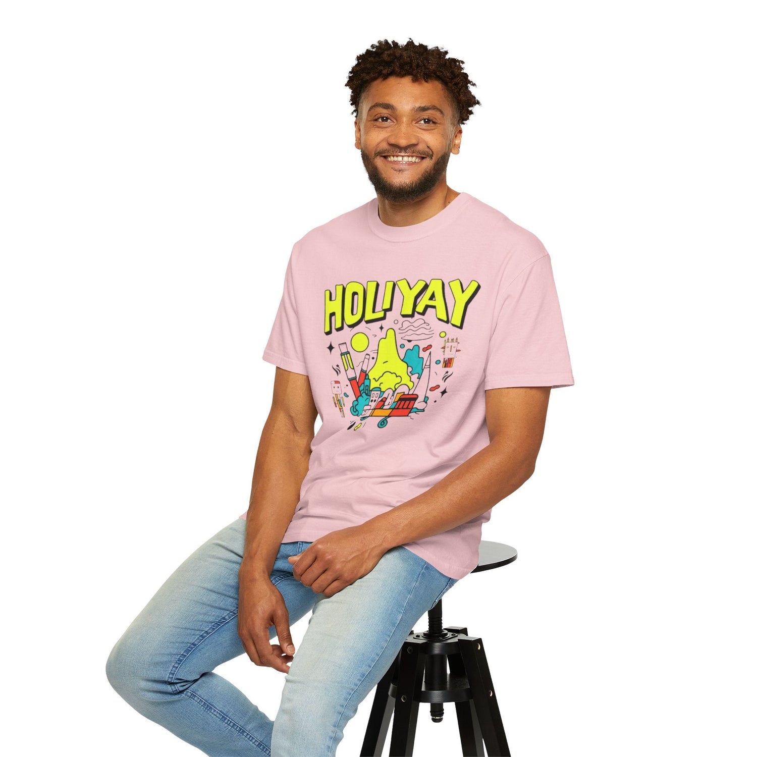 Holi-Yay Graphic T-Shirt, Fun Summer Tee, Unique Gift, Casual Wear, Birthday, Holiday Celebration, Unisex Apparel Printify