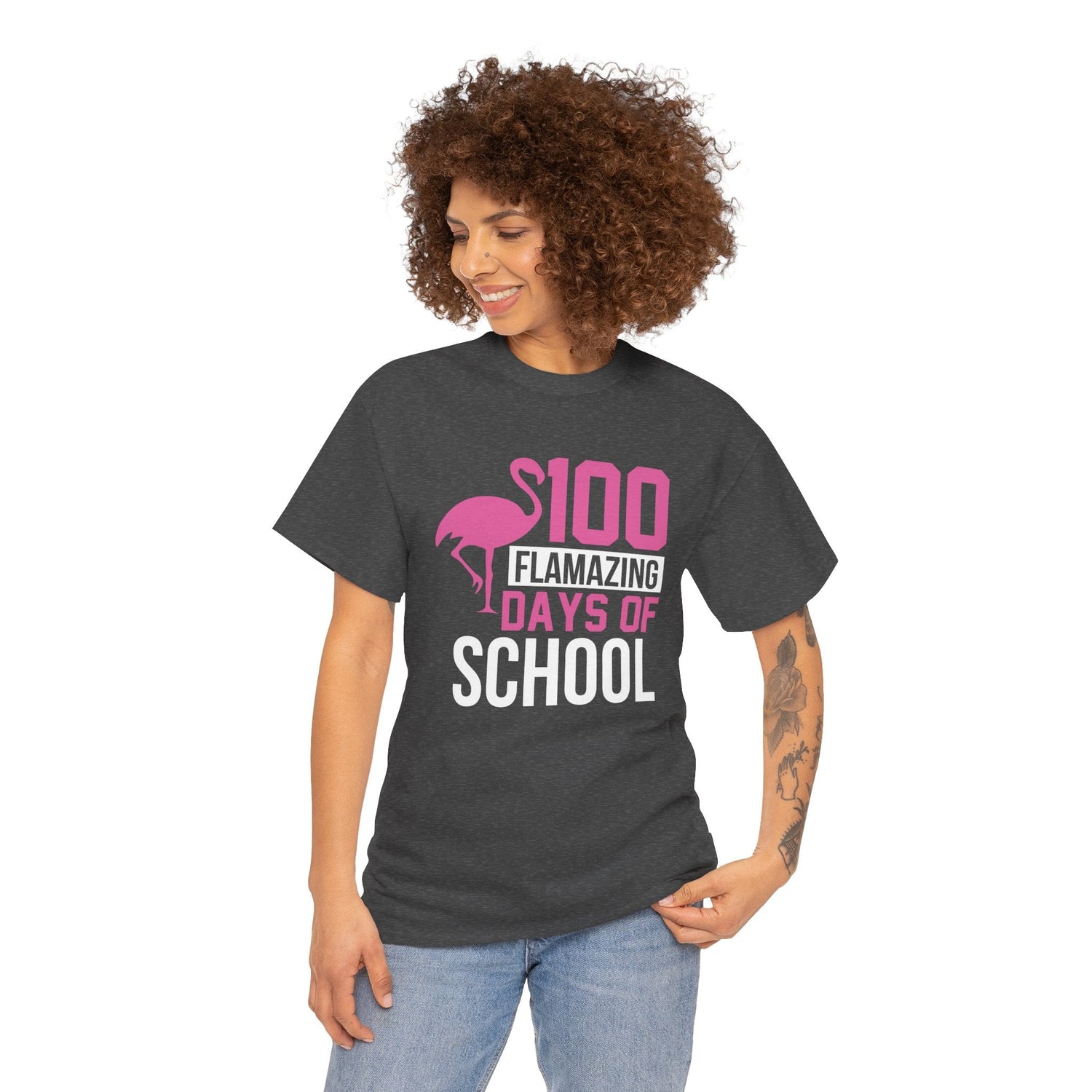 100 Flamingo Days of School Unisex Tee, Fun Classroom Shirt, Back to School Gift, Children&