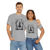 Whimsical Forest Silhouette Tee, Unisex Heavy Cotton T-Shirt, Fall Fashion, Halloween Shirt, Nature Lover Gift Printify