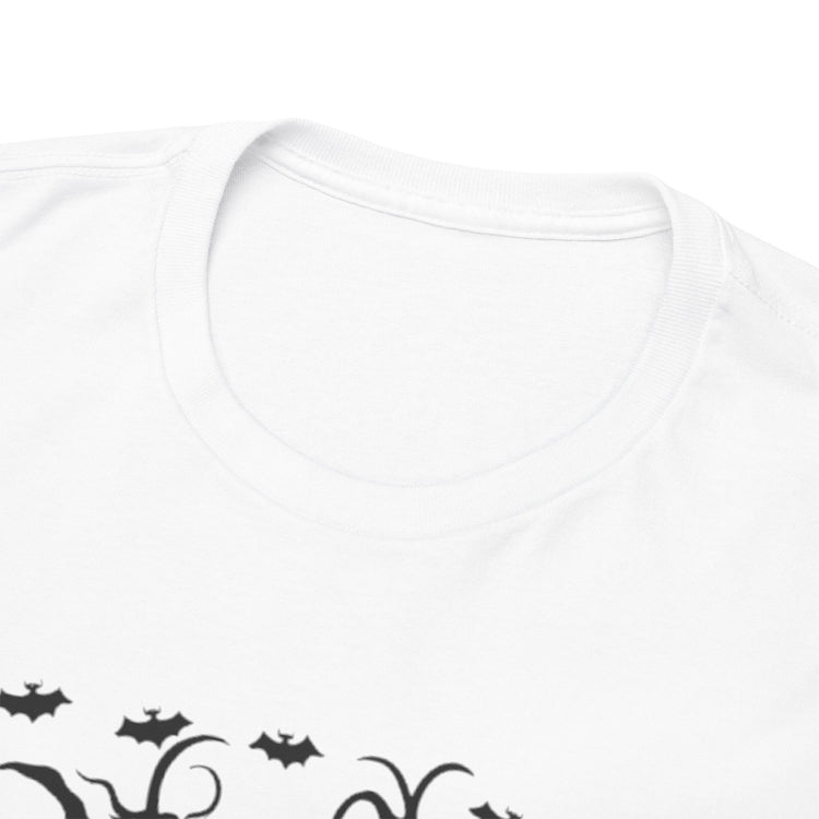 Whimsical Forest Silhouette Tee, Unisex Heavy Cotton T-Shirt, Fall Fashion, Halloween Shirt, Nature Lover Gift Printify