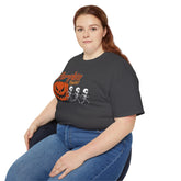 Halloween Skeleton Pumpkin Tee, Spooky Graphic Shirt, Unisex Fall Fashion, Halloween Costume Top, Fun October Apparel Printify