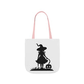 Halloween Witch Canvas Tote Bag, Spooky Treat Bag, Autumn Market Tote, Trick-or-Treat Bag, Gift for Witches, Seasonal Accessories Printify
