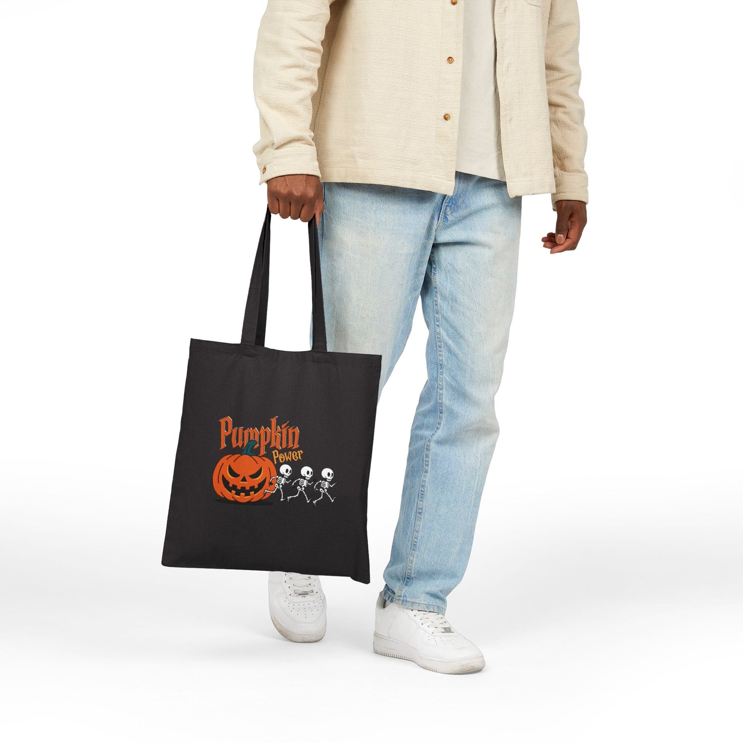 Halloween Pumpkin Canvas Tote Bag – Reusable Eco-Friendly Cotton Shopping Bag – Fall Gift, Trick or Treat Tote for Spooky Season Printify