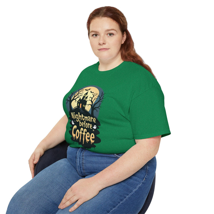 Nightmare Before Coffee Tee, Halloween T-Shirt, Coffee Lover Gift, Spooky Shirt, Unisex Graphic Tee, Autumn Apparel Printify