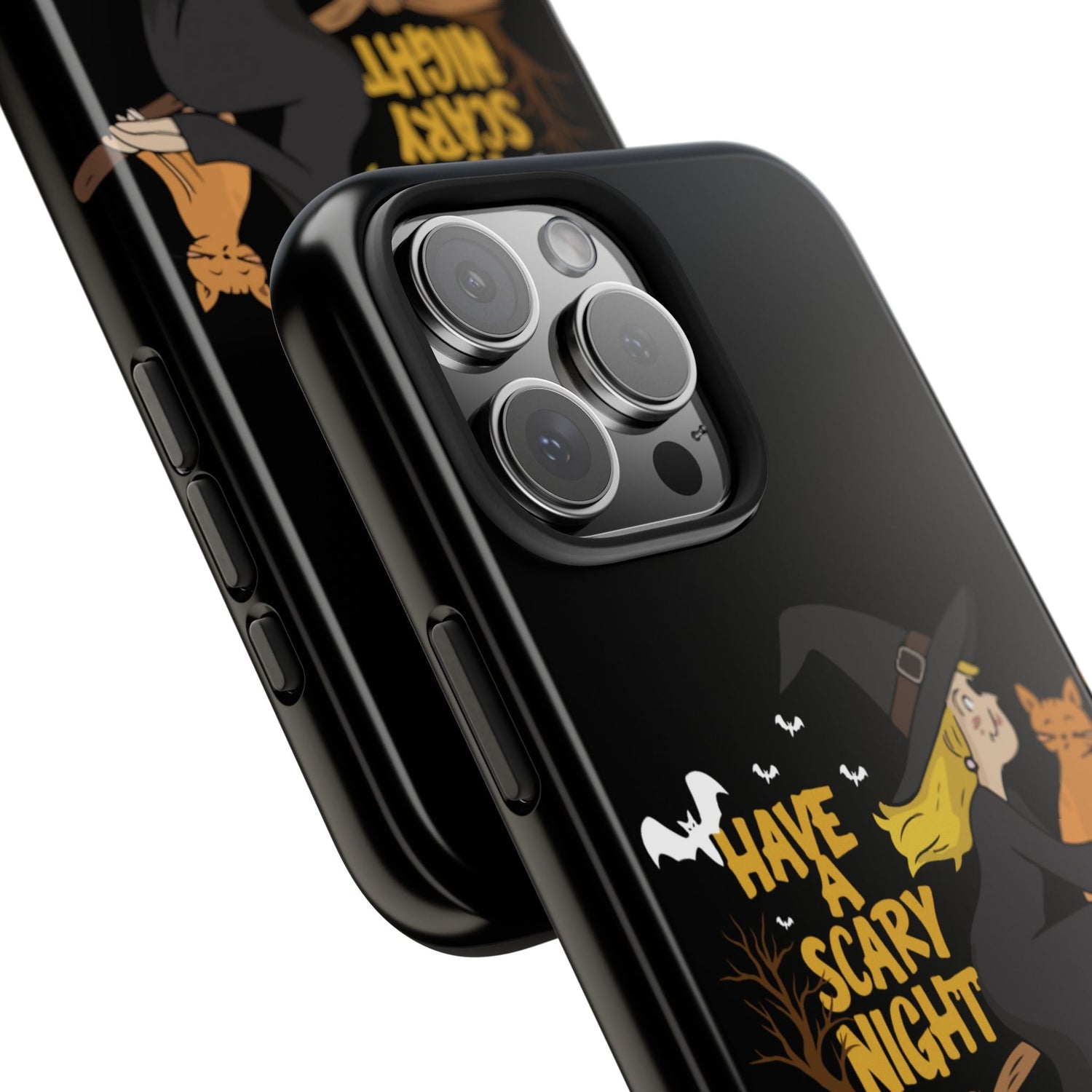 Halloween Phone Case, Tough Phone Cover, Scary Night Case, Witch and Cat Design, Perfect for Fall Printify