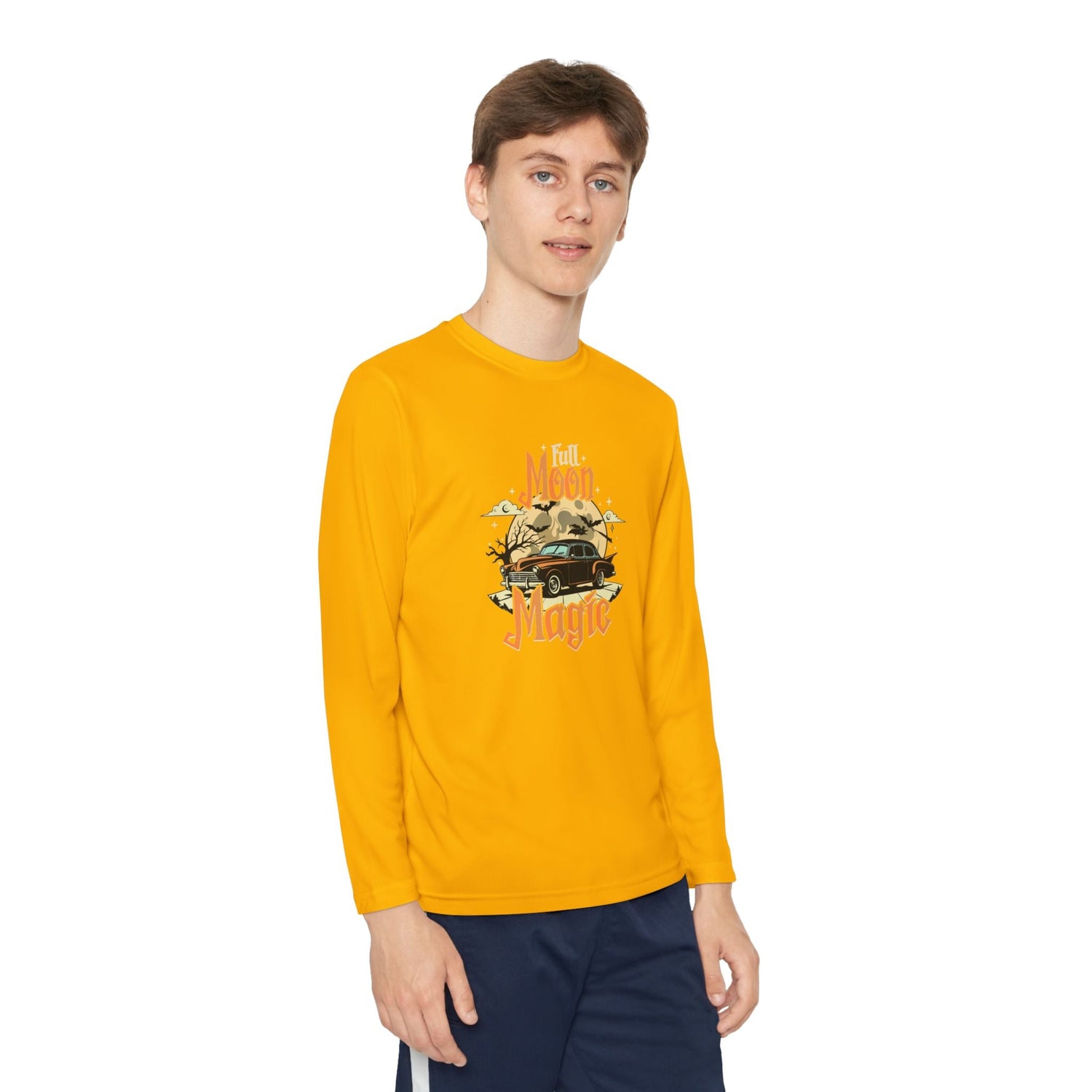 Youth Long Sleeve Competitor Tee - Vibrant Graphic Tee for Kids, Perfect for Casual Outings, Halloween, Parties, Everyday Wear, Unique [...] Printify