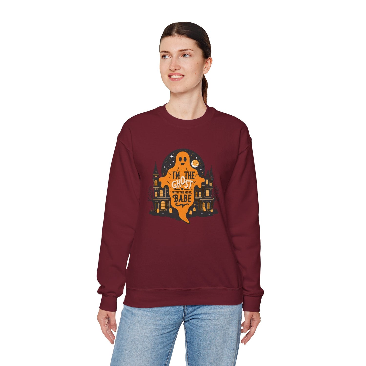 Unisex Halloween Ghost Sweatshirt - Spooky Vibes, Cozy Apparel, Perfect for Fall, Ghost Lover Gift, Halloween Celebration Printify