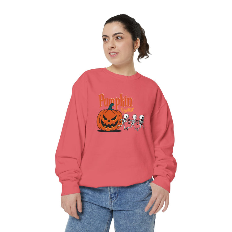 Pumpkin Skeleton Sweatshirt, Cozy Fall Apparel, Halloween Gift, Unisex Sweatshirt, Autumn Fashion Printify
