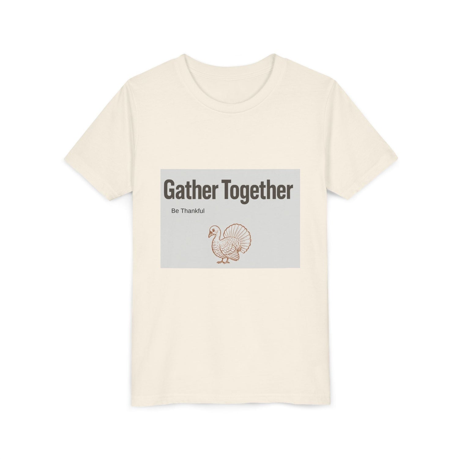 Gather Together Youth Tee - Thankful Thanksgiving Shirt, Kids Holiday T-Shirt, Family Gathering Outfit, Cute Fall Apparel, Youth [...] Printify