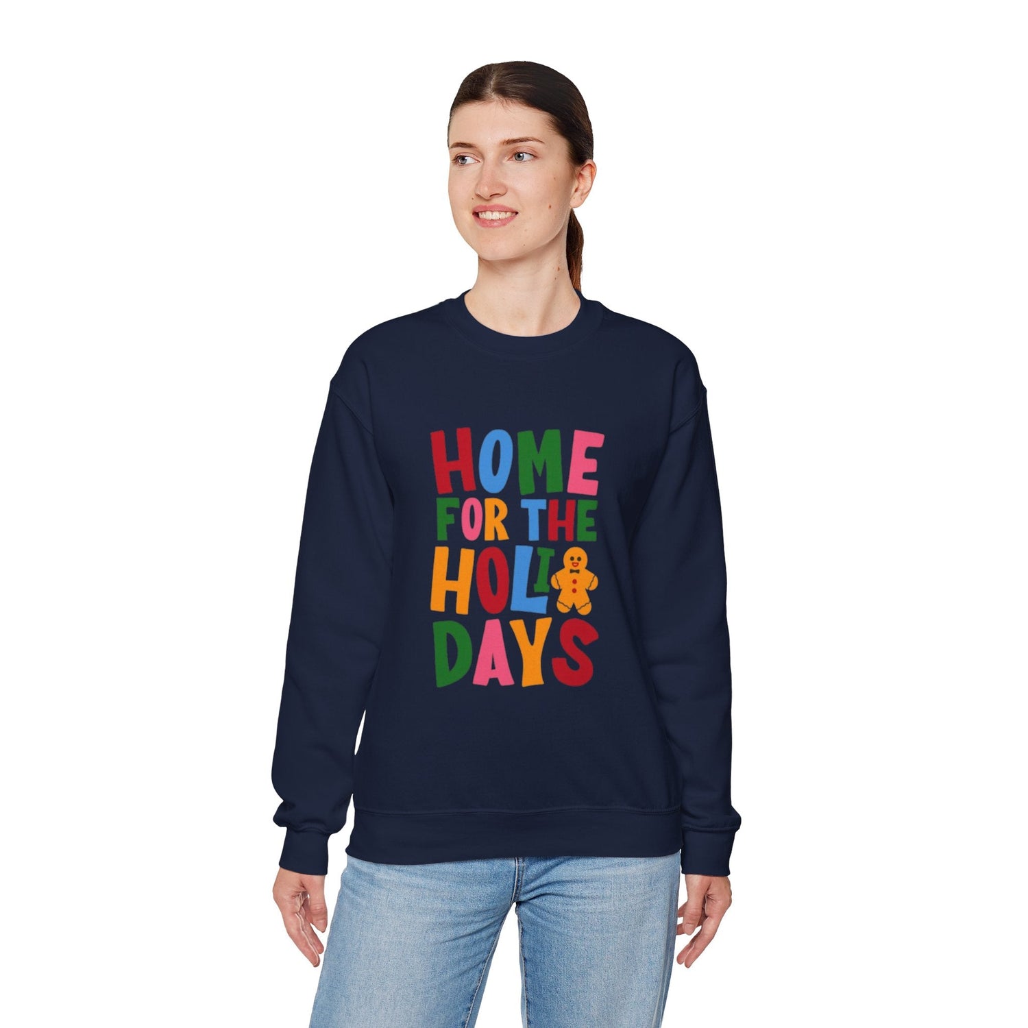 Home for the Holidays Crewneck Sweatshirt, Festive Sweater, Winter Apparel, Christmas Gift, Cozy Holiday Wear Printify