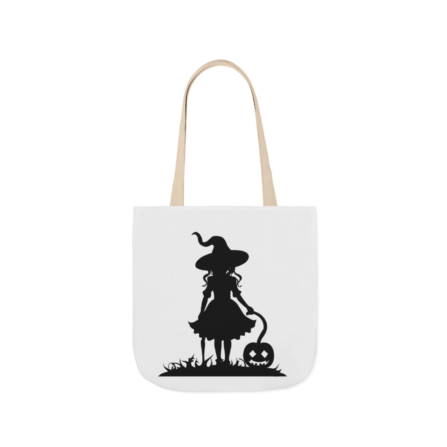 Halloween Witch Canvas Tote Bag, Spooky Treat Bag, Autumn Market Tote, Trick-or-Treat Bag, Gift for Witches, Seasonal Accessories Printify