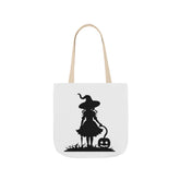 Halloween Witch Canvas Tote Bag, Spooky Treat Bag, Autumn Market Tote, Trick-or-Treat Bag, Gift for Witches, Seasonal Accessories Printify