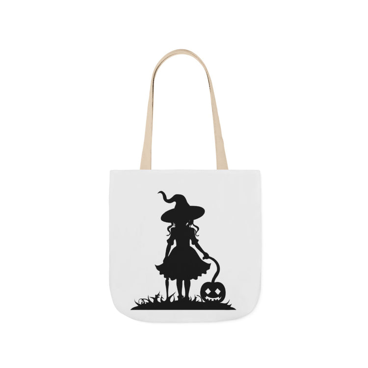 Halloween Witch Canvas Tote Bag, Spooky Treat Bag, Autumn Market Tote, Trick-or-Treat Bag, Gift for Witches, Seasonal Accessories Printify