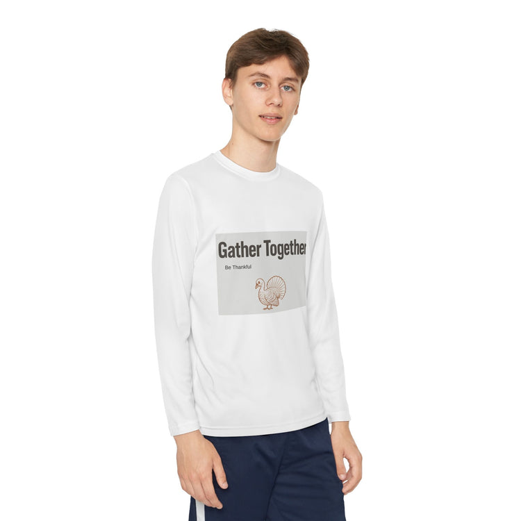 Thanksgiving Youth Long Sleeve Tee, Gather Together Shirt, Kids Long Sleeve Shirt, Family Celebration Apparel, Holiday Gift Printify
