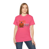 Halloween Skeleton Pumpkin Tee, Spooky Graphic Shirt, Unisex Fall Fashion, Halloween Costume Top, Fun October Apparel Printify