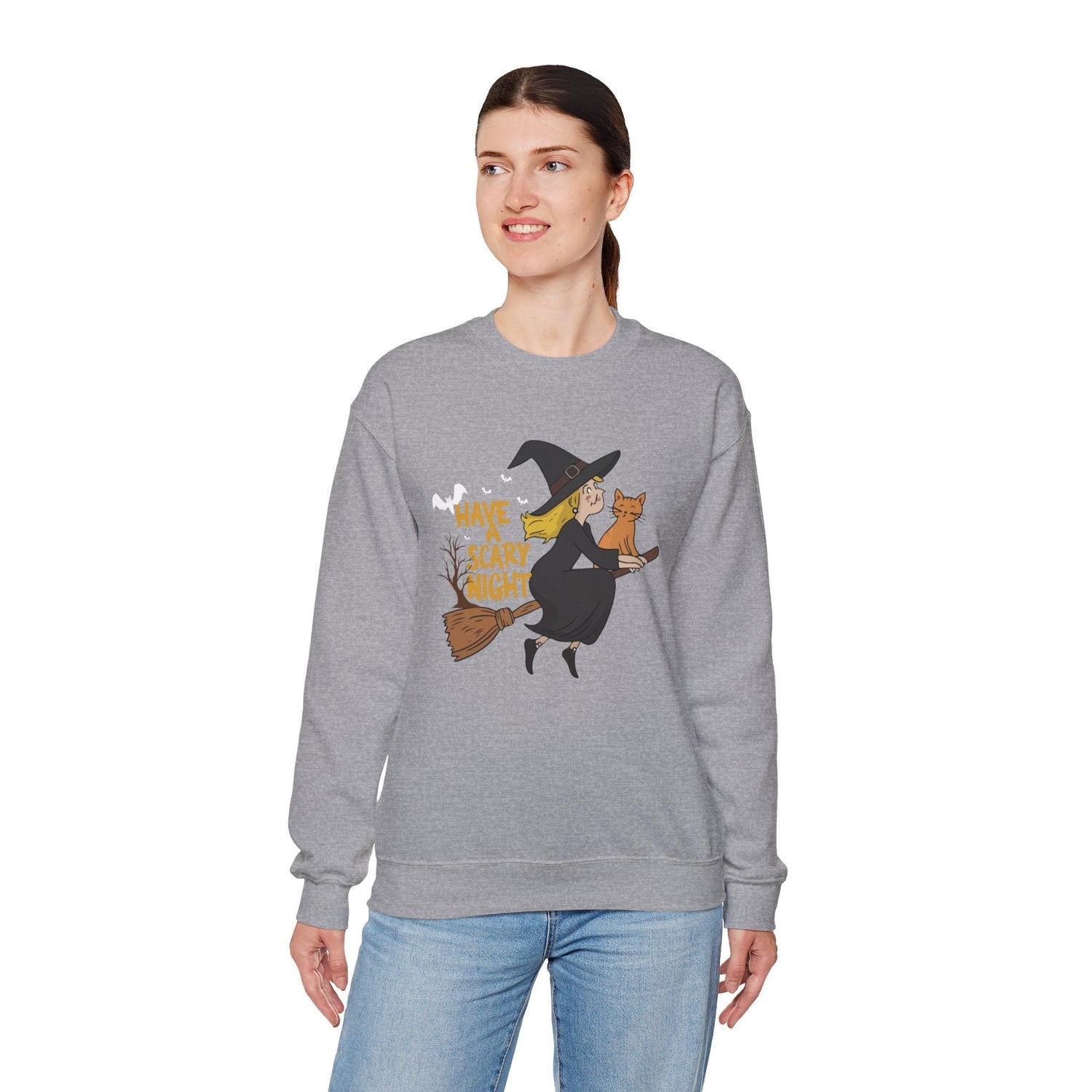 Halloween Witch Sweatshirt, Cozy Crewneck, Unisex Sweater, Spooky Season Apparel, Scary Night Gift, Fall Fashion Printify