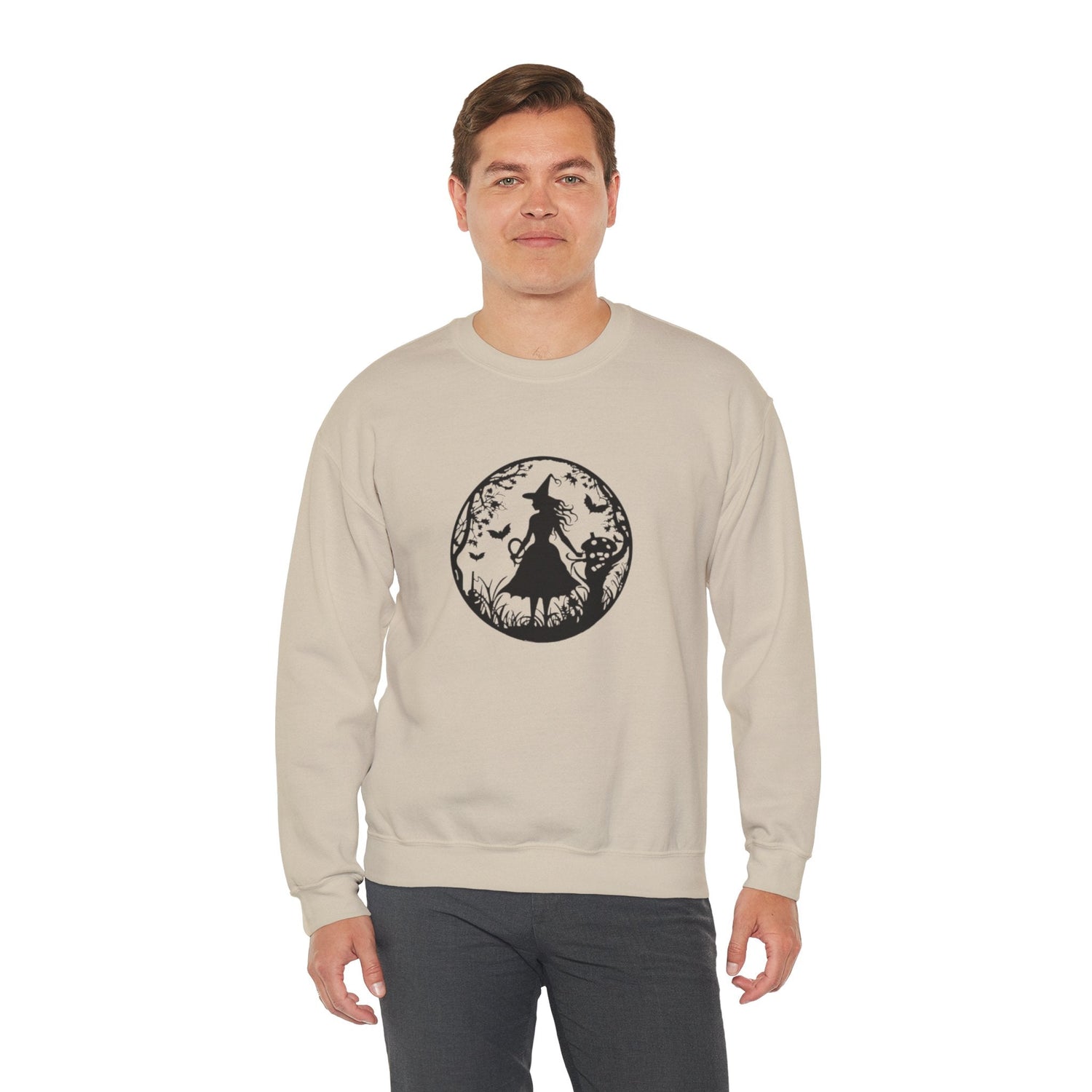Mystical Forest Crewneck Sweatshirt, Cozy Fall Layering, Gift for Nature Lovers, Halloween Apparel, Unisex Sweatshirt Printify