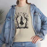 Whimsical Forest Silhouette Tee, Unisex Heavy Cotton T-Shirt, Fall Fashion, Halloween Shirt, Nature Lover Gift Printify