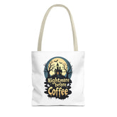 Nightmare Before Coffee Tote Bag, Halloween Tote, Spooky Drink Carrier, Gift for Coffee Lovers, AOP Design Bag Printify