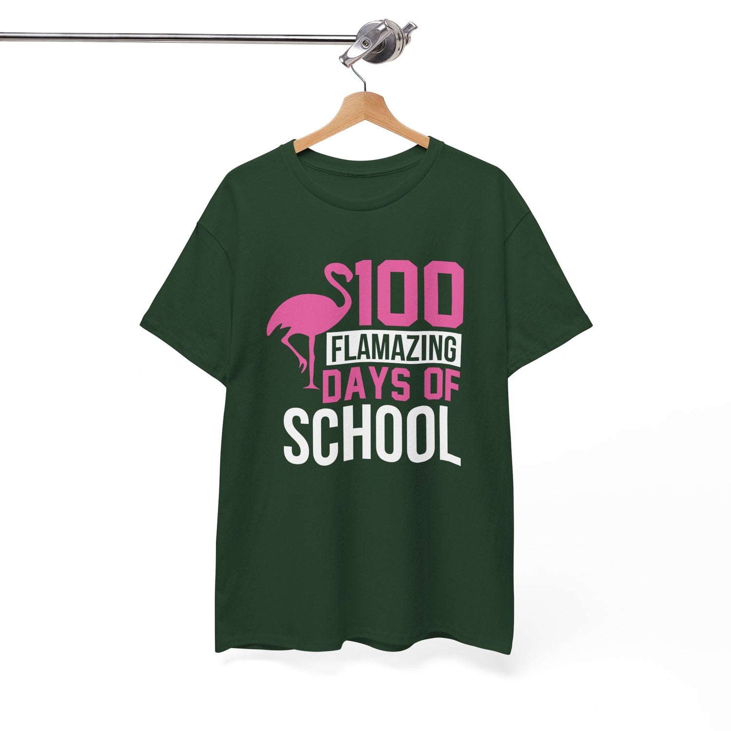 100 Flamingo Days of School Unisex Tee, Fun Classroom Shirt, Back to School Gift, Children&