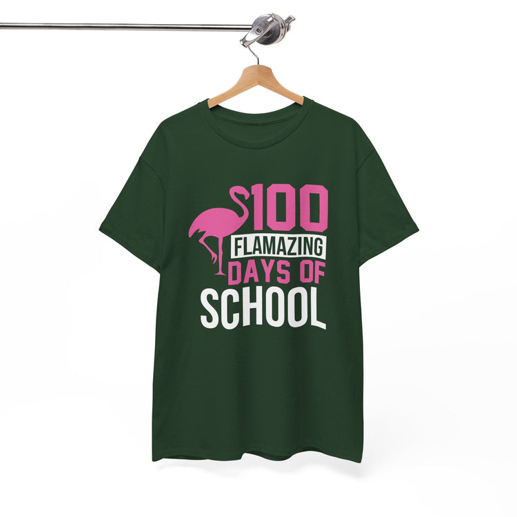 100 Flamingo Days of School Unisex Tee, Fun Classroom Shirt, Back to School Gift, Children&