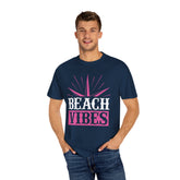 Beach Vibes Unisex Garment-Dyed T-Shirt, Summer Tee, Beachwear, Vacation Shirt, Gift for Surf Lovers, Casual Everyday Style Printify