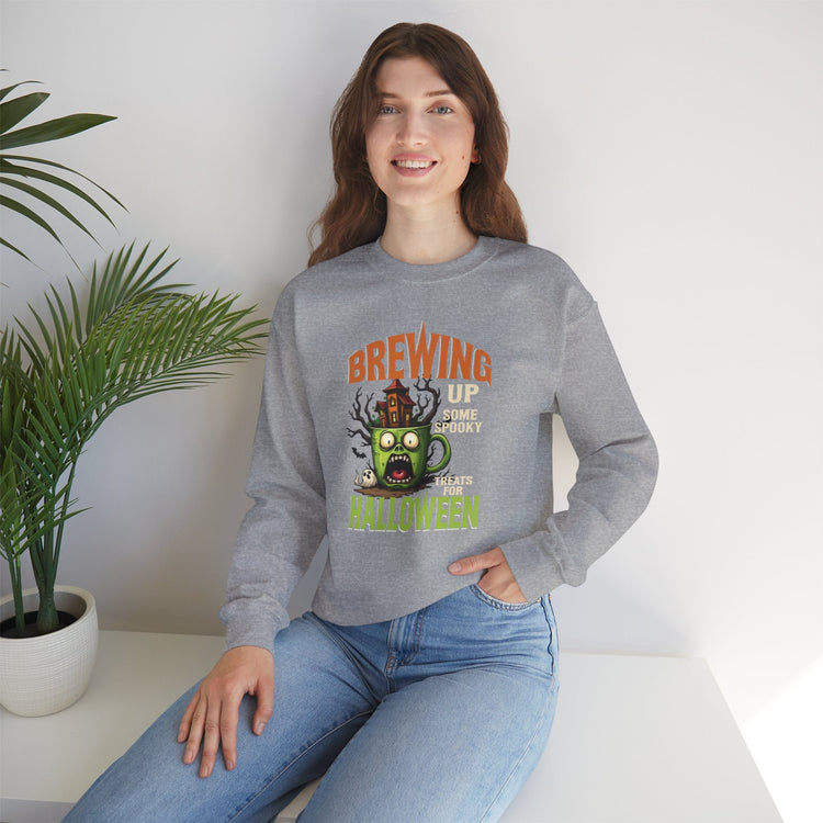 Skull Floral Crewneck Sweatshirt, Unisex Pullover Sweater, Halloween Apparel, Cozy Gift, Trendy Streetwear Printify