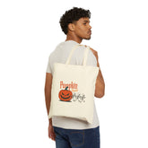 Halloween Pumpkin Canvas Tote Bag – Reusable Eco-Friendly Cotton Shopping Bag – Fall Gift, Trick or Treat Tote for Spooky Season Printify