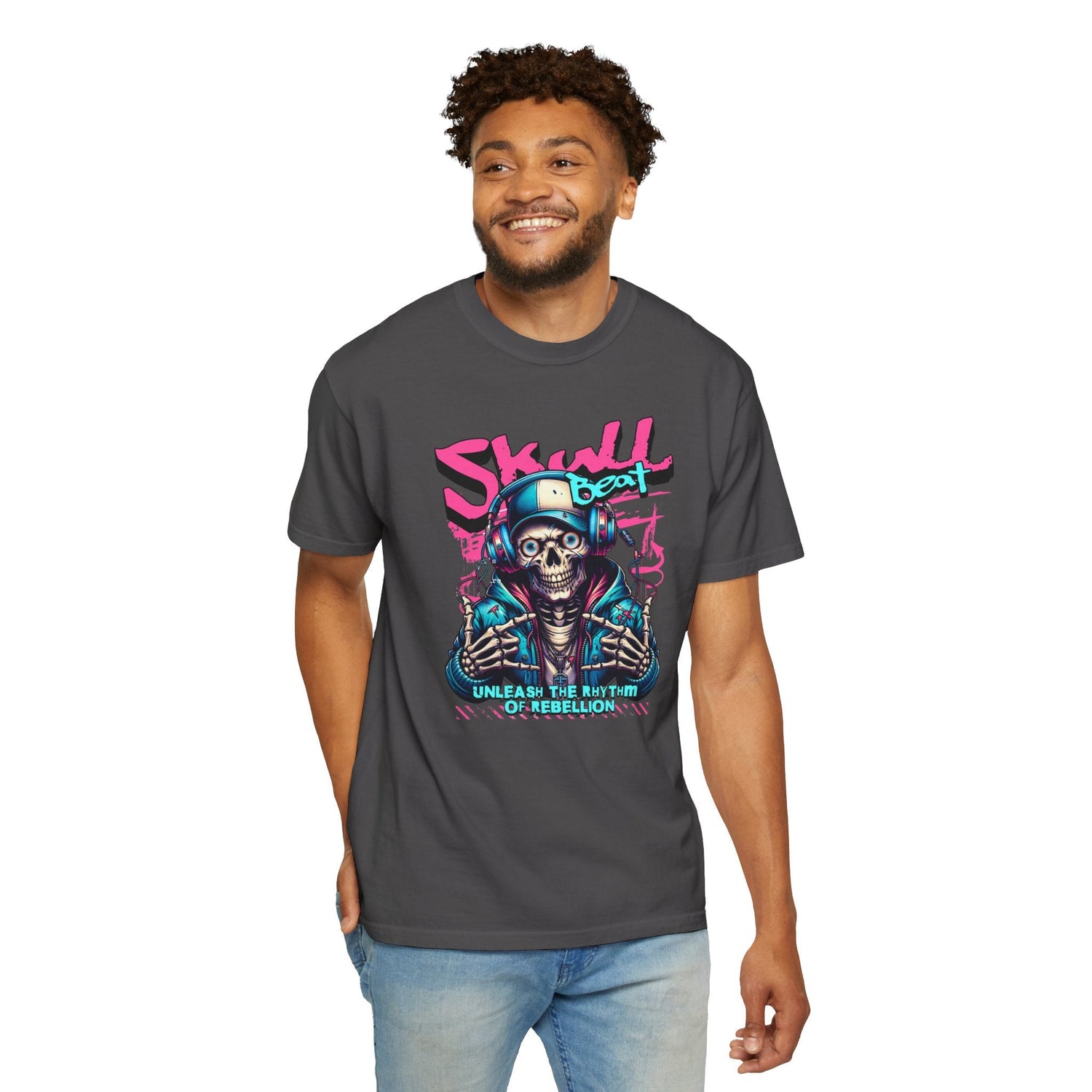 Skull Beat Unisex T-Shirt - Music Lover Graphic Tee, Halloween Costume, Premium Cotton Streetwear Gift for Men & Women, Alternative Fashion Printify
