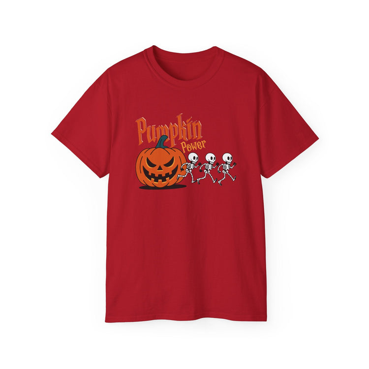 Halloween Skeleton Pumpkin Tee, Spooky Graphic Shirt, Unisex Fall Fashion, Halloween Costume Top, Fun October Apparel Printify