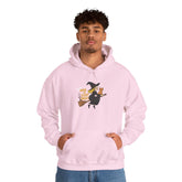 Halloween Witch and Cat Hoodie, Cozy Fall Sweatshirt, Scary Night Apparel, Unisex Ghostly Sweatshirt, Cute Halloween Gift Printify