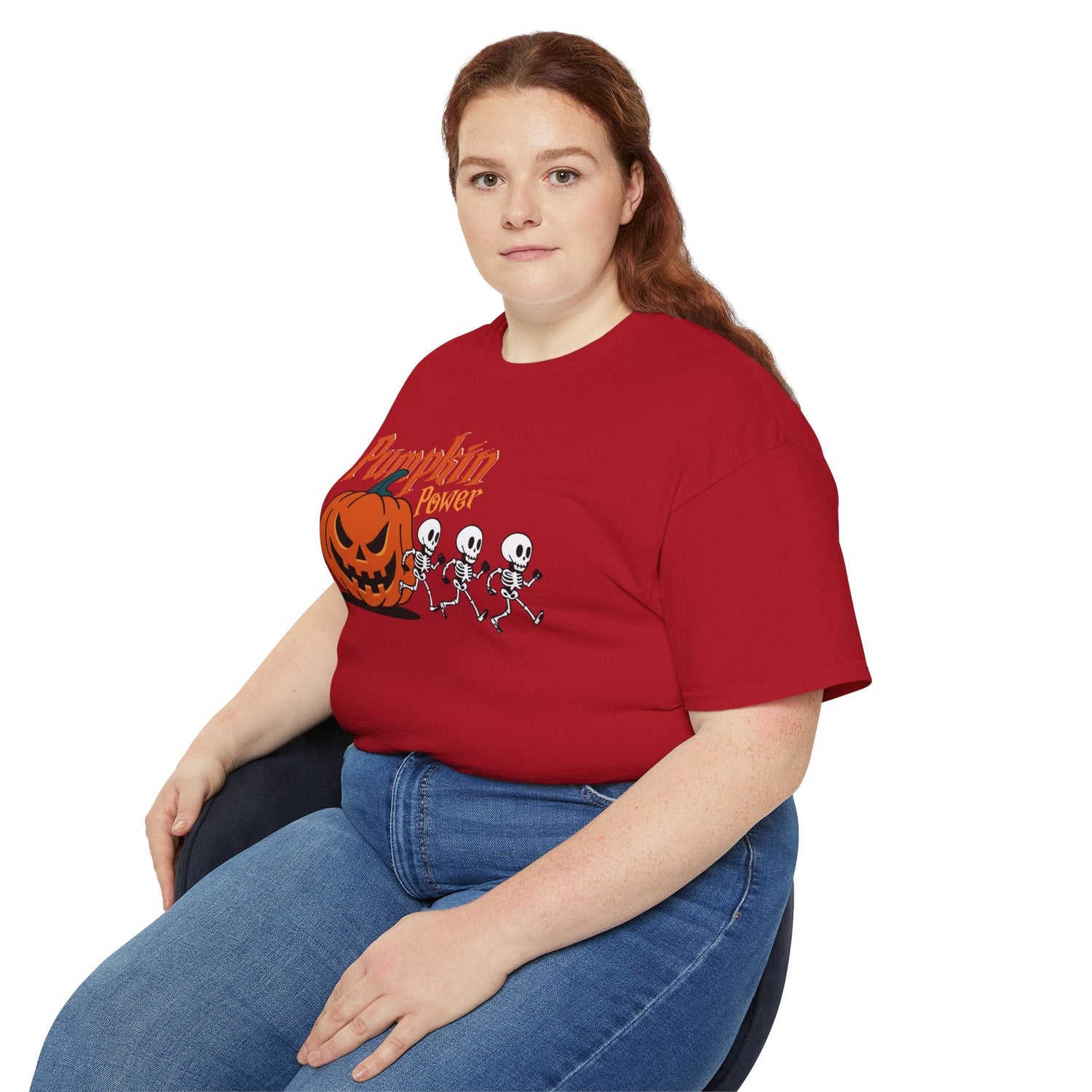 Halloween Skeleton Pumpkin Tee, Spooky Graphic Shirt, Unisex Fall Fashion, Halloween Costume Top, Fun October Apparel Printify