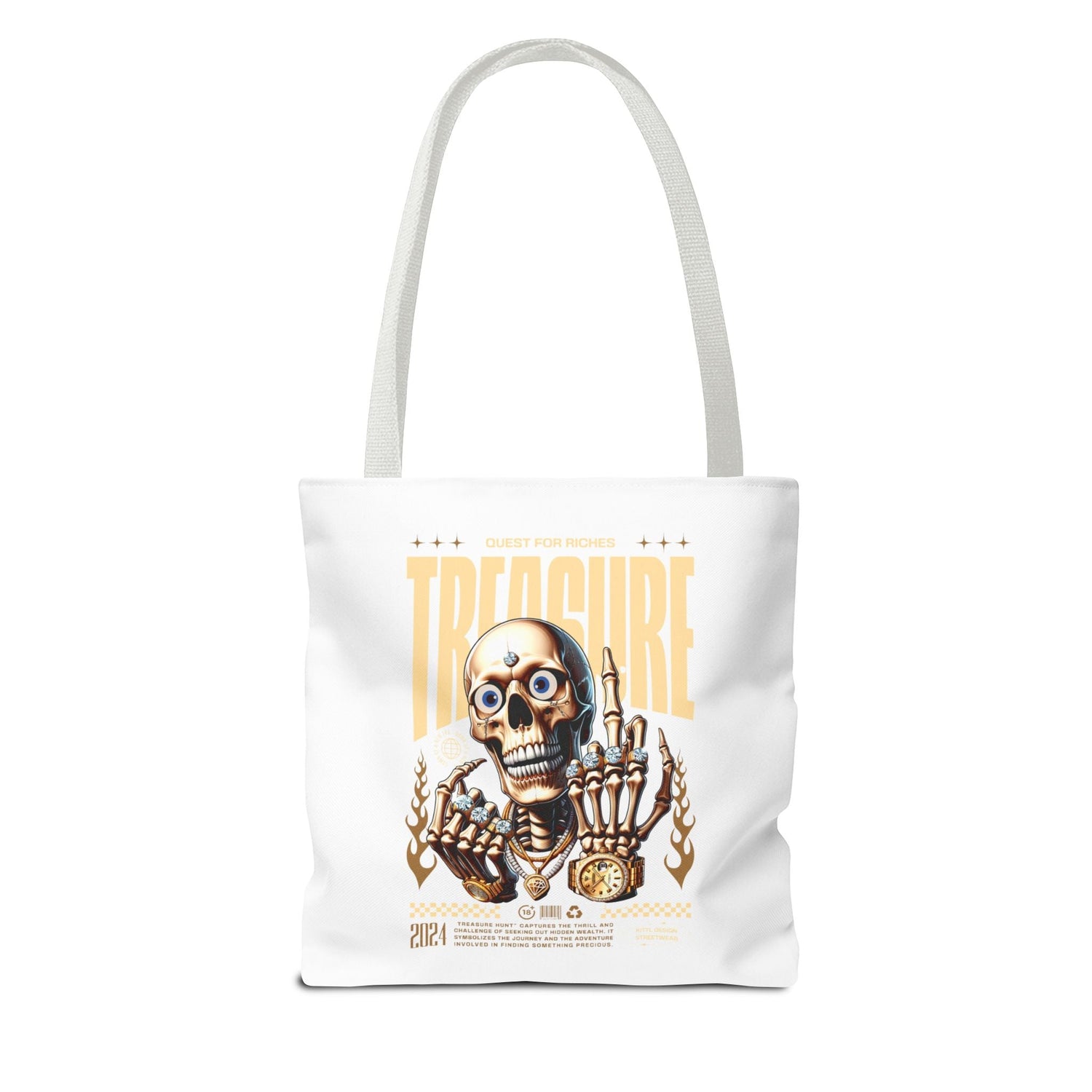 Treasure Hunting Tote Bag, Skull Design, Fun Beach Bag, Unique Gift for Adventurers, Perfect for Everyday Use Printify