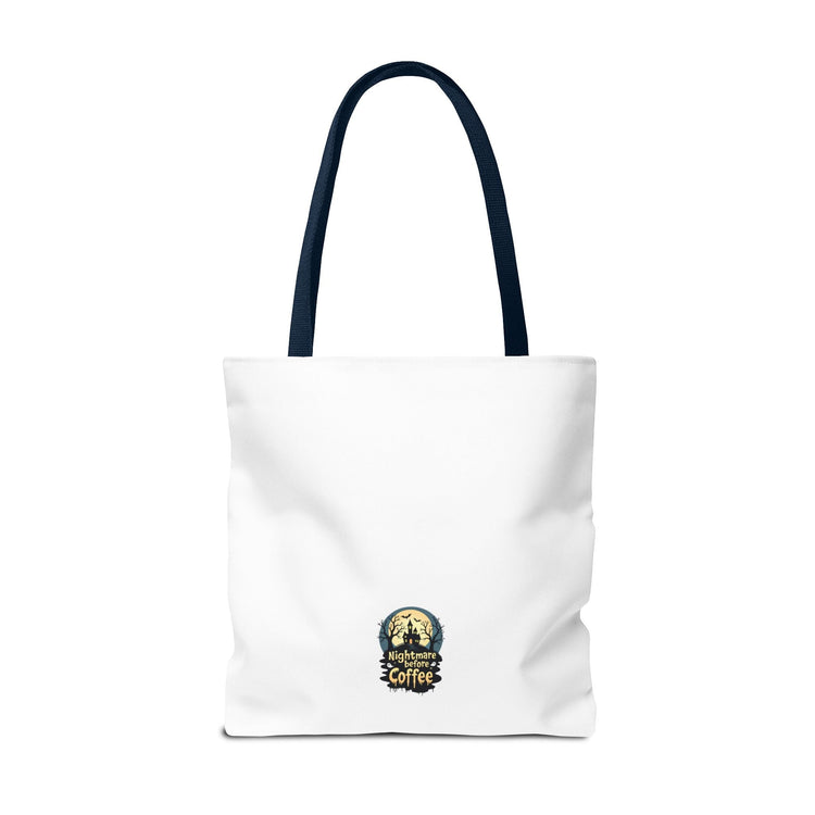Nightmare Before Coffee Tote Bag, Halloween Tote, Spooky Drink Carrier, Gift for Coffee Lovers, AOP Design Bag Printify