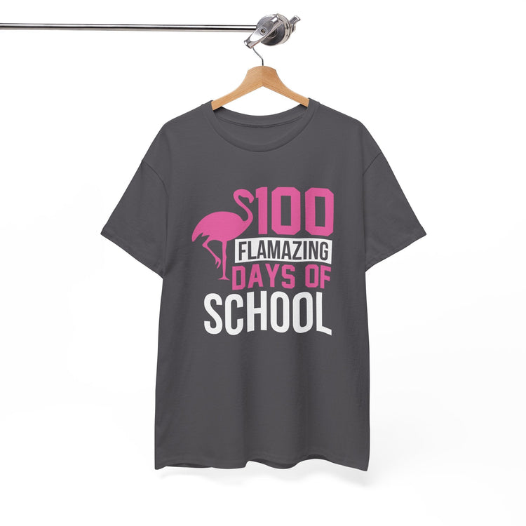 100 Flamingo Days of School Unisex Tee, Fun Classroom Shirt, Back to School Gift, Children&