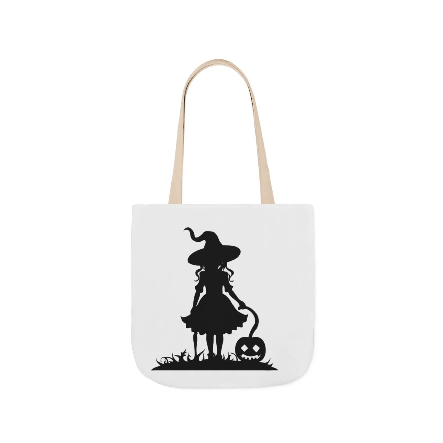 Halloween Witch Canvas Tote Bag, Spooky Treat Bag, Autumn Market Tote, Trick-or-Treat Bag, Gift for Witches, Seasonal Accessories Printify