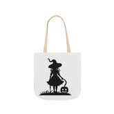 Halloween Witch Canvas Tote Bag, Spooky Treat Bag, Autumn Market Tote, Trick-or-Treat Bag, Gift for Witches, Seasonal Accessories Printify