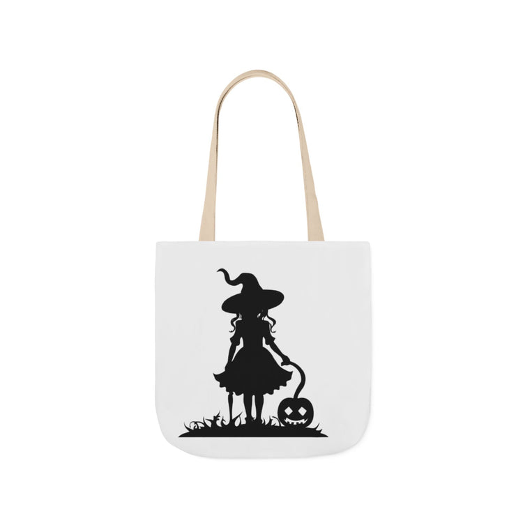 Halloween Witch Canvas Tote Bag, Spooky Treat Bag, Autumn Market Tote, Trick-or-Treat Bag, Gift for Witches, Seasonal Accessories Printify