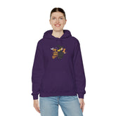 Halloween Witch and Cat Hoodie, Cozy Fall Sweatshirt, Scary Night Apparel, Unisex Ghostly Sweatshirt, Cute Halloween Gift Printify