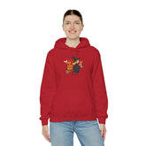 Halloween Witch and Cat Hoodie, Cozy Fall Sweatshirt, Scary Night Apparel, Unisex Ghostly Sweatshirt, Cute Halloween Gift Printify