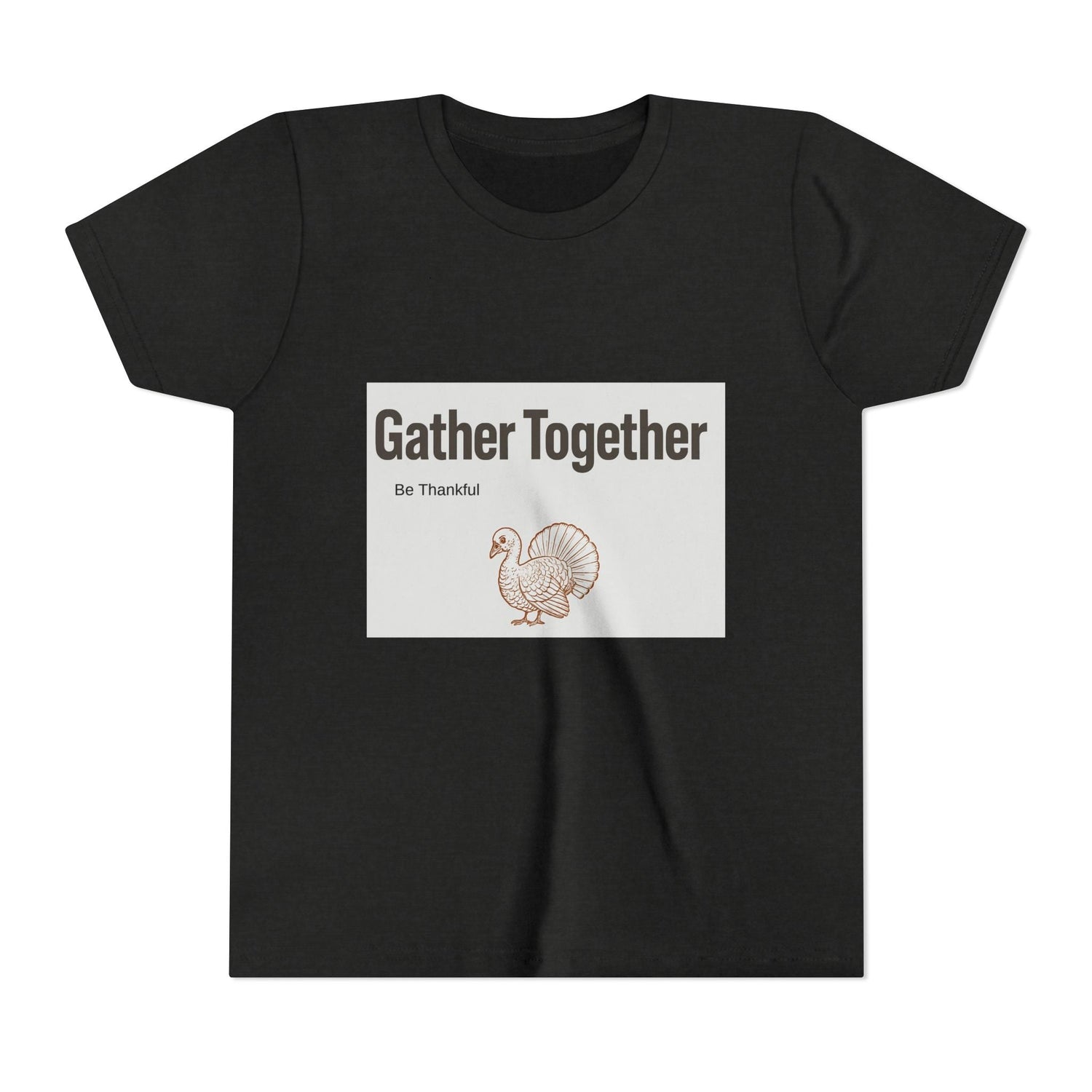 Gather Together Youth Tee - Thankful Thanksgiving Shirt, Kids Holiday T-Shirt, Family Gathering Outfit, Cute Fall Apparel, Youth [...] Printify