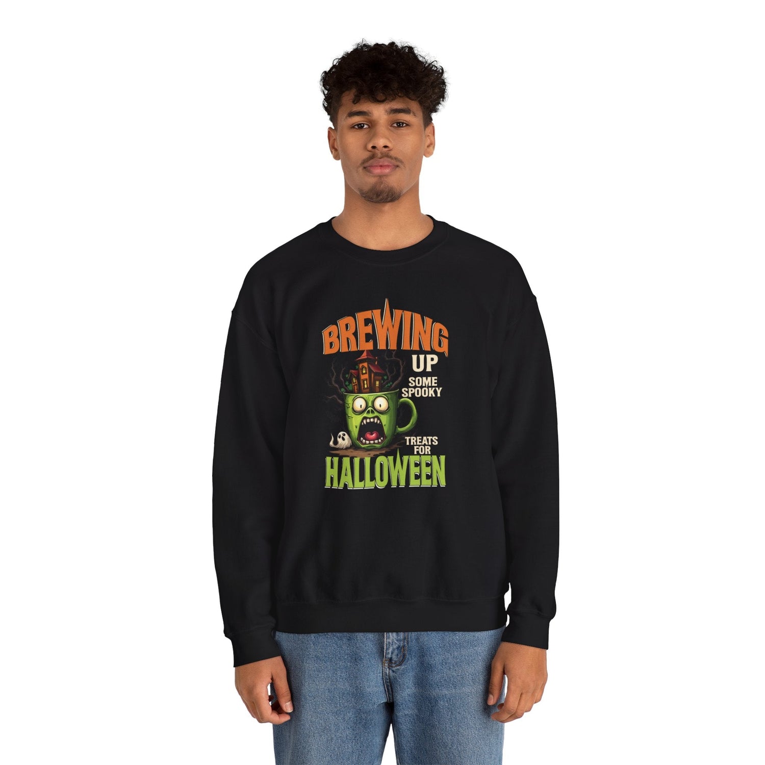 Skull Floral Crewneck Sweatshirt, Unisex Pullover Sweater, Halloween Apparel, Cozy Gift, Trendy Streetwear Printify