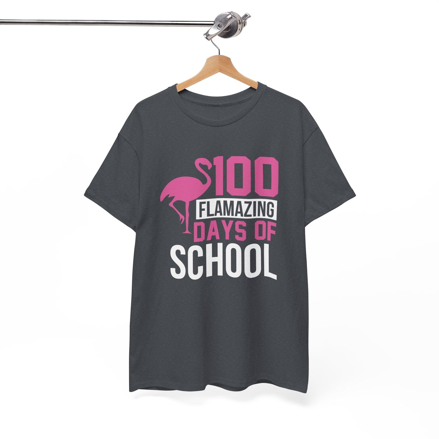 100 Flamingo Days of School Unisex Tee, Fun Classroom Shirt, Back to School Gift, Children&