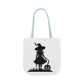 Halloween Witch Canvas Tote Bag, Spooky Treat Bag, Autumn Market Tote, Trick-or-Treat Bag, Gift for Witches, Seasonal Accessories Printify