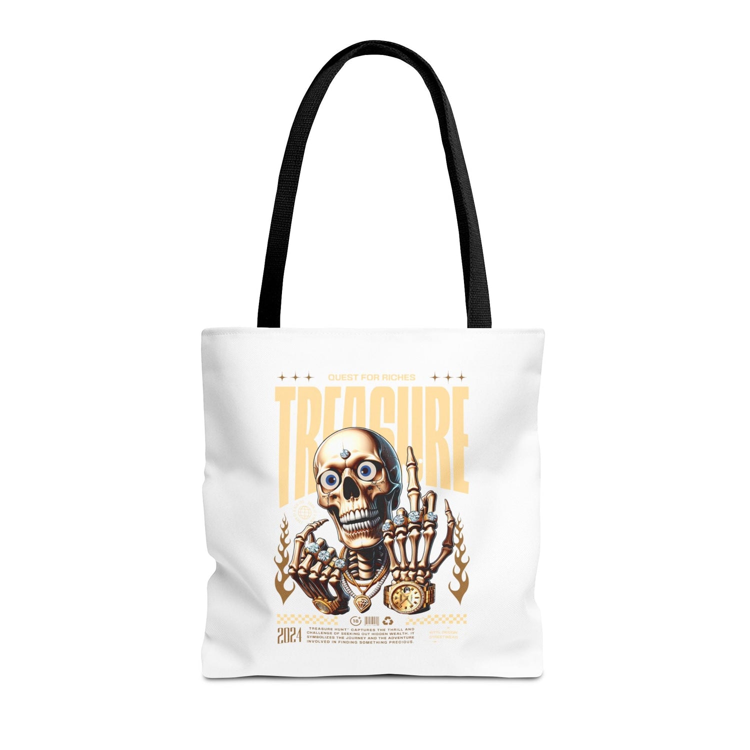 Treasure Hunting Tote Bag, Skull Design, Fun Beach Bag, Unique Gift for Adventurers, Perfect for Everyday Use Printify