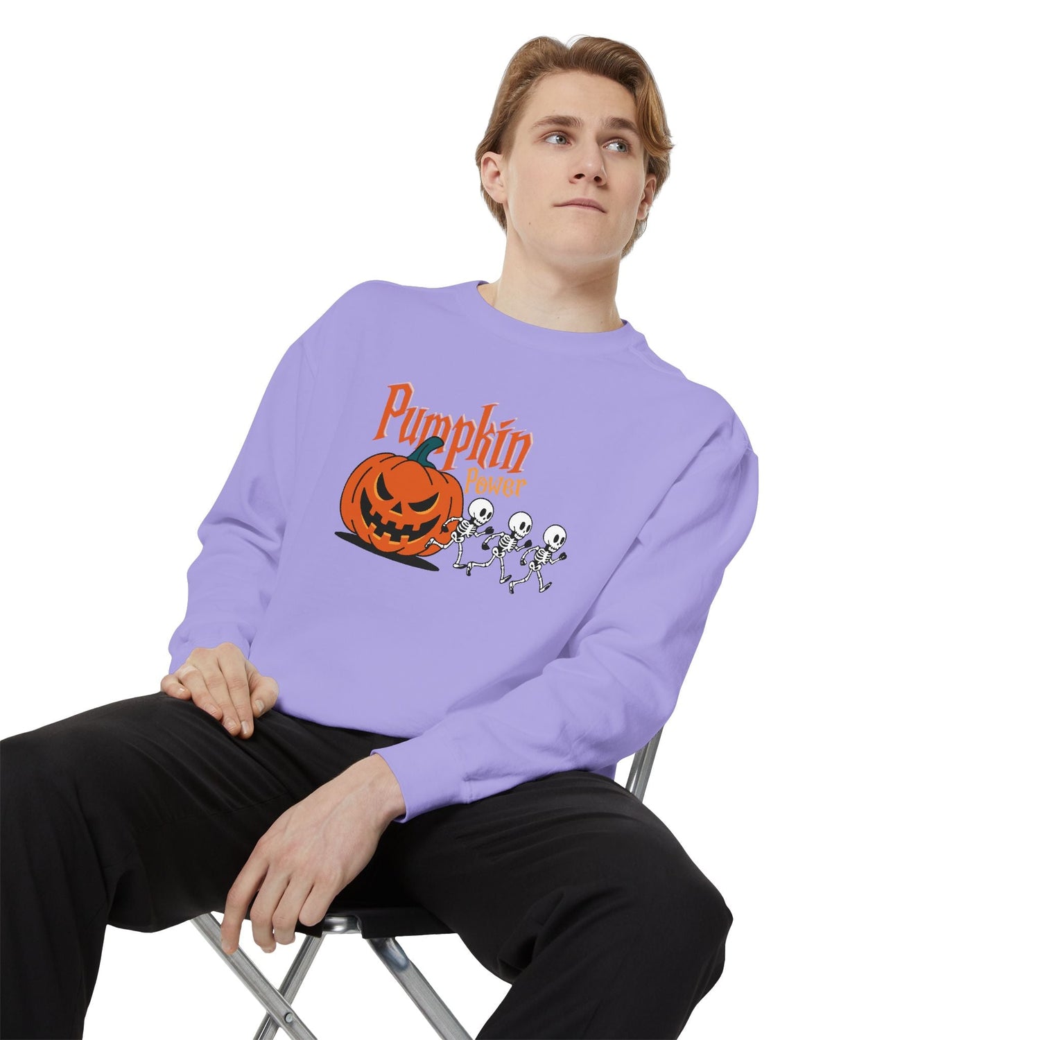 Pumpkin Skeleton Sweatshirt, Cozy Fall Apparel, Halloween Gift, Unisex Sweatshirt, Autumn Fashion Printify