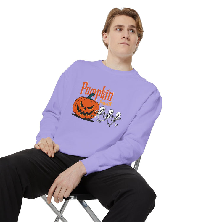 Pumpkin Skeleton Sweatshirt, Cozy Fall Apparel, Halloween Gift, Unisex Sweatshirt, Autumn Fashion Printify